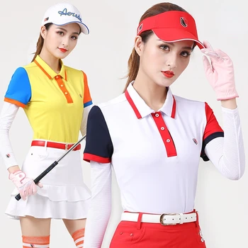 V lete golf T-shirt dress žena topy rýchle sušenie klope POLO tričká s krátkymi rukávmi Obrázok