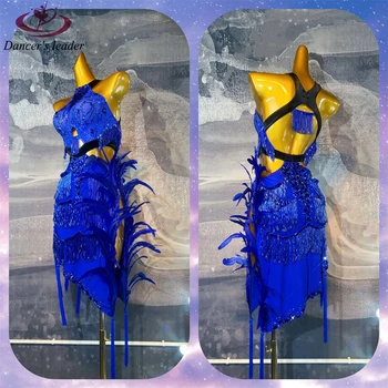 Latinské Tanečné Šaty High-end Vlastné Kvetinové Šaty Umenie Test Výkonnosti Cha Cha Rumba Žien Dospelých Fáze Profesionálne Oblečenie Obrázok