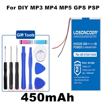 LOSONCOER 450mAh 611235 601235 Batérie Pre JBR BT200 FS258 Bluetooth Headset MP3 MP4 MP5 DVR GPS Reproduktor Smart Hodinky Batérie Obrázok