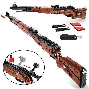 1025PCS WW2 Zbraň 98K Sniper Puška Model stavebným Montáž Tehly Vojenské Hry Zbraň detské Hračky, Vianočné Darčeky Obrázok