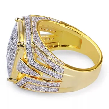 Najpredávanejšie nové 18k zlatom námestie plné diamantový prsteň pre mužov Európskych a Amerických dva-farba zásnubný prsteň Obrázok
