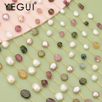 YEGUI C339,reťaz,AAA pearl,turmalín,nehrdzavejúca oceľ,nikel zadarmo,ručne vyrobené,diy náramok, náhrdelník,šperky robiť,50 cm/veľa Obrázok