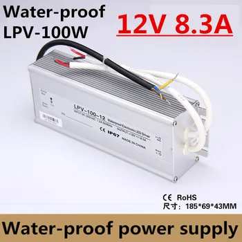 8.5 12V 100W Vodotesný LED Ovládač napájanie 12v DC vonkajšie použitie pre led pásy, Osvetlenie ac dc Transformátory LPV-100-12 Obrázok