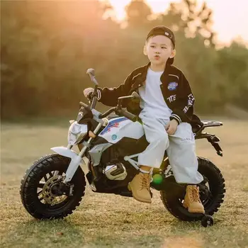 Deti Elektrický Motocykel 3-10 Rokov Nabíjateľná Dual Drive Music Horských terénne Motorke S prídavnými Kolesami Obrázok