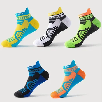5 Párov Spustiť Športové Ponožky Profesionálne Bavlna Svetlé Farby Priedušná Dezodorant Uterák Spodnej Vonkajšie Kolo Basketbal Cestovné Ponožky Obrázok