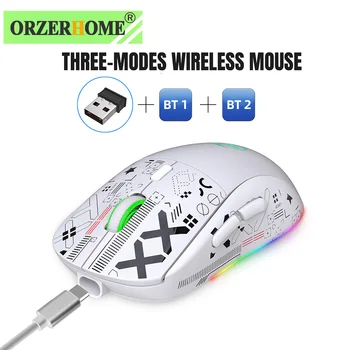 ORZERHOME Dobíjacia Bezdrôtová Myš 3-Režim 2,4 GHz Nastaviteľné 3600dpi RGB Hernú Myš s Typ-C Kábel pre Notebook Tichý Myší Obrázok