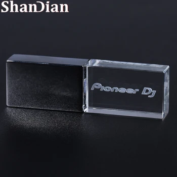 New Metal s Krištáľovo USB Flash Disk High Speed Write Memory Stick Farby, LED Svetlo, Pioneer DJ Premium Pero Disk 128 gb 64 gb Obrázok