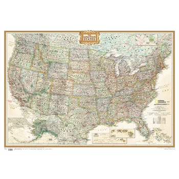 Retro Mapu Spojených Štátov 775x1107mm/30.5x43.6In USA nástenná Mapa nástenná maľba Plagát (Papier Skladaný) Dvojjazyčných v angličtine a Čínštine Obrázok