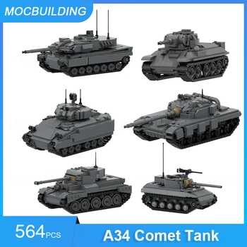 MOC Stavebné Bloky A34 Kométa & M18 Hellcat & Leopard 2A6 & T-34 (1943) & T-64A & M2/M3 Bradley Nádrž Bojové Vozidlo Tehly Hračka Obrázok
