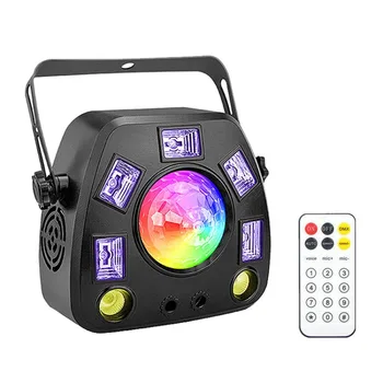 4in1 DMX Laserový Projektor Svetlo Diaľkové Ovládanie Fáze svetelný Efekt LED Magic Ball Strobo DJ, Disco Club Party, Svadbu, Dovolenku Obrázok