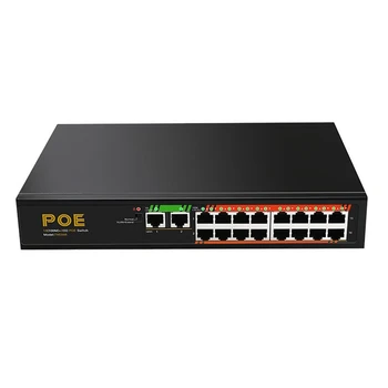 16 Port 100M+2 portový POE Switch Sieť LAN Prepínač Spínacie NÁBOJ Adaptér Nespravovaná Prepínač NÁS Plug Obrázok