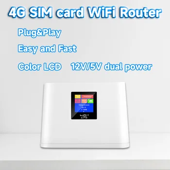4G SIM karty wifi router farebný LCD displej LTE 4G modem Hotspot RJ45 bezdrôtový smerovač 4G CPE 12V/5V napájanie prenosných WiFi Obrázok