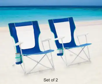 2-Pack Skladacie Pevného Ramena Plážová Taška Stoličky s Cestovná Taška Obrázok