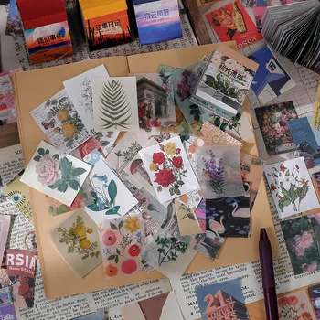 400 Ks Umenie Vintage Scrapbooking Papier Diy Vestník Retro Dekoratívne Kvetinový Rastliny, Prírodné Scenérie Materiál Papier Obrázok