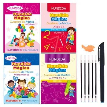4Pcs španielsky Magické Knihy Vzdelávania Čísla V španielčine Písmom pre Deti Opakovane Magic Praxi Copybook Montessori Písanie Obrázok