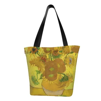 Dvanásť Slnečnice Nakupovanie Tote Bag Vincent Van Gogh, Maliarske Plátna Shopper Taška Cez Rameno Veľká Kapacita Kabelky Obrázok
