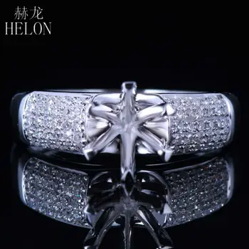 HELON Pevné 10K Biele Zlato Prírodné Diamanty, Zásnubný snubný Prsteň Nastavenie Nosenie okolo 5.5 - 6.5 mm Semi Mount Krúžok Jemné Šperky Obrázok