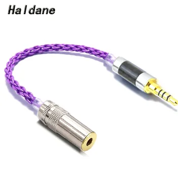 Haldane HIFI 3,5 mm TRRS Vyváženú na 4,4 mm Balacned Žena Silver Plated Audio Adaptér Konektor 3,5 mm na 4,4 m Audio Káblom Obrázok