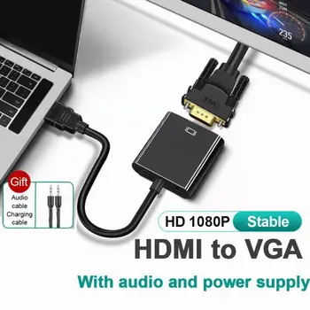 1080P kompatibilný s HDMI VGA Digitálneho Na Analógový Prevodník Kábel S Audio Napájanie Pre Tablet Notebook PC TV Obrázok