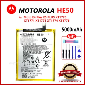 100% Original Motorola 5000mAh HE50 Batérie Pre Moto E4 Plus XT1773 XT1775 E5 Plus Vysoko kvalitné Nabíjacie Batérie kontakty batérie Obrázok