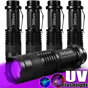 LED UV Baterky Fialové Svetlo Ultrafialové Zoomovateľnom Baterky Pet Moču Škvrny Fluorescenčné Agent Detektor Scorpion Lovecké Nástroje Obrázok