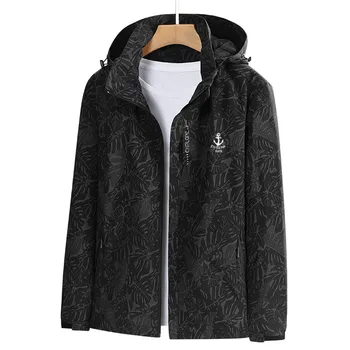 Vysoko kvalitné pánske kapucí bunda na zips bunda módne bežné vetru rainproof vonkajšie horolezectvo, športové bundy Obrázok