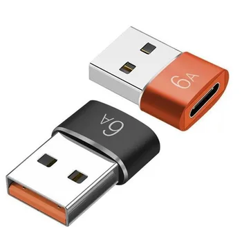 1Pcs 6A Typ C, USB 3.0 OTG USB C Samica Samec na USB Prevodník pre MacBook Samsung Xiao Huawei, Orange Obrázok