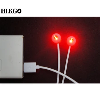 USB Typ 650nm Červené Svetlo Earplug Ožiareniu-Polovodičové zvukovodu - Červené Svetlo Therphy Hlavu Obrázok