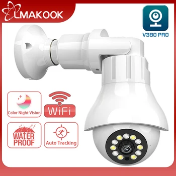 LMAKOOK 4MP E27 Žiarovka WIFI Surveillance Camera Auto Tracking 360 Vonkajšie PTZ IP Kamera CCTV 30 M Nočné Videnie Bezpečnostné Kamery Obrázok