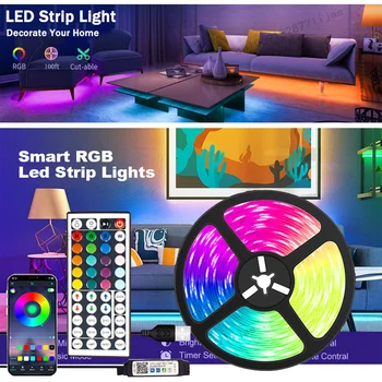1m 3m 5m 10 m 20 m 30 m LED Pás Svetla RGB Pásky LED Svetlá pre Izba Dekor Bluetooth SMD5050 LED TV Podsvietenie, Farba Ľadu Svetlá Obrázok