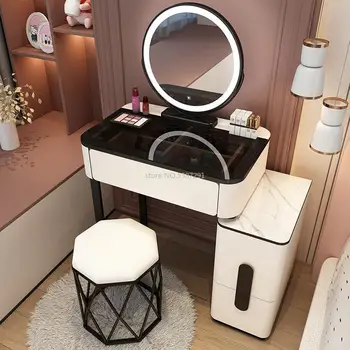 Moderný Stôl, toaletný stolík Tabuľka LED Márnosť Mirros Domácnosti Spálňa Tabuľka Hustota Obliekanie, Stravovanie make-up Tabuľky Zrkadlo Furnitures Obrázok