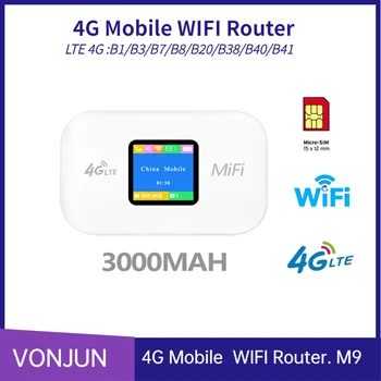 M9 Mifi 4G LCD Vrecku Wifi Router 3000mAh Mobile Hotspot Bezdrôtový Odomknutý Modem So Sim Kartu Obrázok