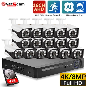 H. 265 16CH AHD DVR Súprava 4K Bezpečnostný Systém Super 8MP Pohybu Detekcia Tváre Fotoaparát Vonkajšie IP66 kamerový CCTV DVR Auta Obrázok