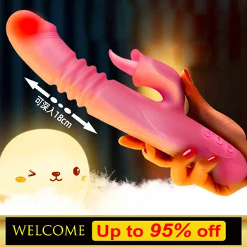 Kúrenie Výkonný G-Spot Vibrátor Ženského Klitorisu Bradavky Dual Stimulátor Masér 2 v 1 Dildo Sexuálne Hračky pre Dospelých Tovaru pre Ženy Obrázok
