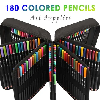 180 Farby, Farebné Ceruzky Nastaviť pre Profesionálne kreslenie voľnou rukou, Maľovanie Doodle Školské Deti artový Umelec Kreslenie, Pastelky Farebné Obrázok