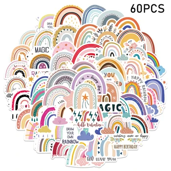 60pcs Samolepiace Cartoon Rainbow Notebook Nálepky Nepremokavé PVC Deti, Dospelých Home Decor Darček Kufor Zápisník Vymeniteľné Roztomilý Obrázok