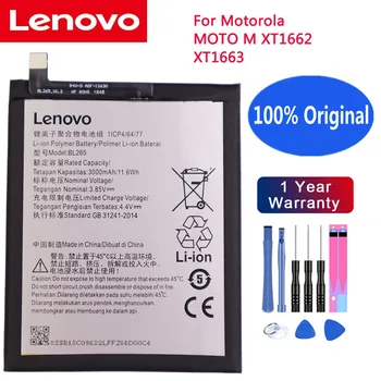 BL265 Lenovo 100% originálne batérie pre Lenovo XT1662 Batérie Pre Motorola MOTO M XT1662 XT1663 3000mAh Telefón Batterie + Nástroje Obrázok