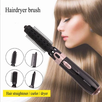 4 v 1. Profesionálny Sušič Vlasov Hair Straightener Vlasy Curler Pre Ženy v Domácnosti Hot Air Štetec, Elektrický Sušič na Dúchadlo Kefa Obrázok