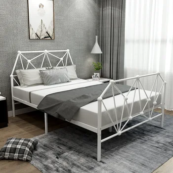 Moderný jednoduchý Nordic železa posteľ, pevné a pribrala železa posteľ pre jednolôžkové a dvojlôžkové v domácej pobyt byt Obrázok