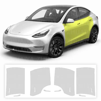 Dvere Auta 7.5 mil Pre-Cut Farba ochranný Film Jasné Podprsenka PPF Odtlačkový Film Držiak Kompatibilný s Pre Tesla Model Y 2020-2023 Obrázok