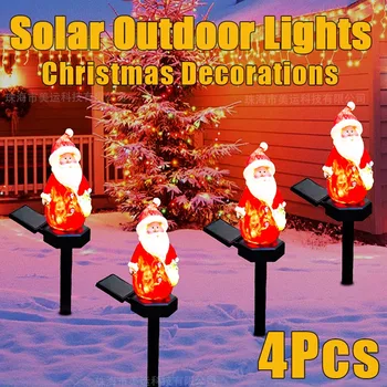4Pcs 2024 Vianočné Slnečnej Energie v Atmosfére Dekoratívne Osvetlenie Živice Záhrada Krajiny Lampy Vonkajšie Záhradné Zem Plug-in Osvetlenie Obrázok