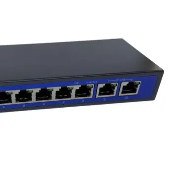 9 Port 10 100Mbps 8 POE Port 2 Uplink Power Over Ethernet Switch Adaptér Obrázok