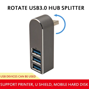 Otočná 3 Porte USB3.0 Hub Vysokú Rýchlosť Prenosu Dát Splitter Box Univerzálny Mini USB Hub Adaptér Pre PC, Notebooku MacBook Obrázok