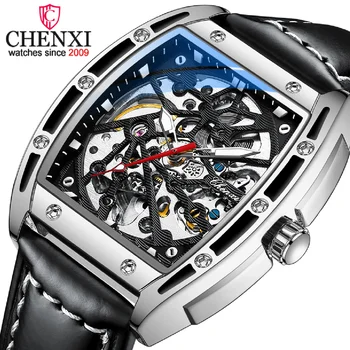 CHENXI Top Značky Luxusné Mužov Automatické Hodinky Obchodné Hodiny Kožené Nepremokavé Svetelný Mechanické náramkové hodinky Tourbillon Obrázok