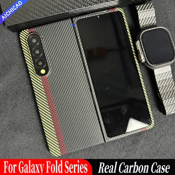 ACC-Uhlíka (Carbon fiber telefón puzdro Pre Samsung Galaxy Z Násobne 4 Aramidové vlákna Anti-patria business Kryt Galaxy Z Zložiť 3 Nika prípade Obrázok
