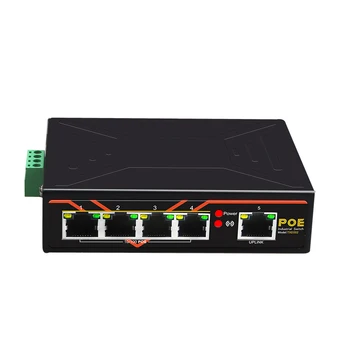 5 Porty POE switch 10/100Mbps Priemyselný stupeň Fast Ethernet Switch DIN lištu Typ Siete prepínač Obrázok