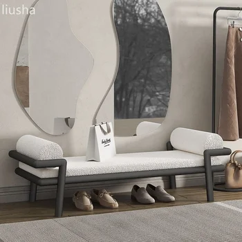 Moderný jednoduchý posteli stoličku domov zmena obuvi stolice svetlo luxusné nočné stolice posteľ šatňa gauč stolice lavičke Obrázok