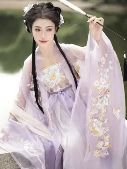 Hanfu Šaty Žien Starovekej Čínskej Rozprávky Cosplay Kostým Vintage Výšivky Hanfu Fialové Šaty Narodeninovej Party Šaty Vybavy Ženy Obrázok