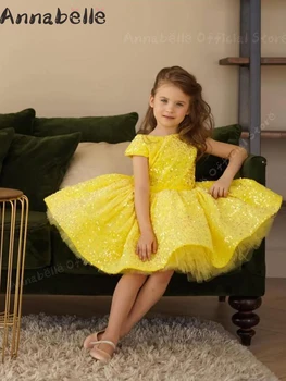 Annabelle Roztomilý Dievča Princezná Šaty O-Krku Klasický Štýl Holka Obrad Šaty Pre Svadobné Dievčenské Výkon Oblečenie Obrázok
