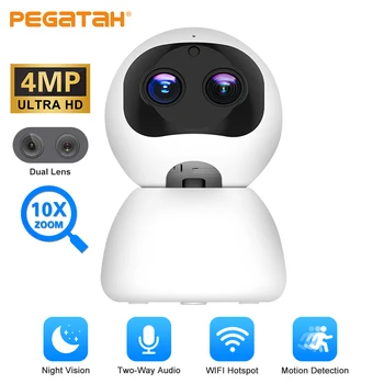 PEGATAH 4MP WiFi Kamera HD Dual Objektív, 10X Zoom Vnútorné Bezpečnostné IP Kamera, AI Ľudských Zistiť Nočné Videnie Dohľadu CCTV Kamery Obrázok